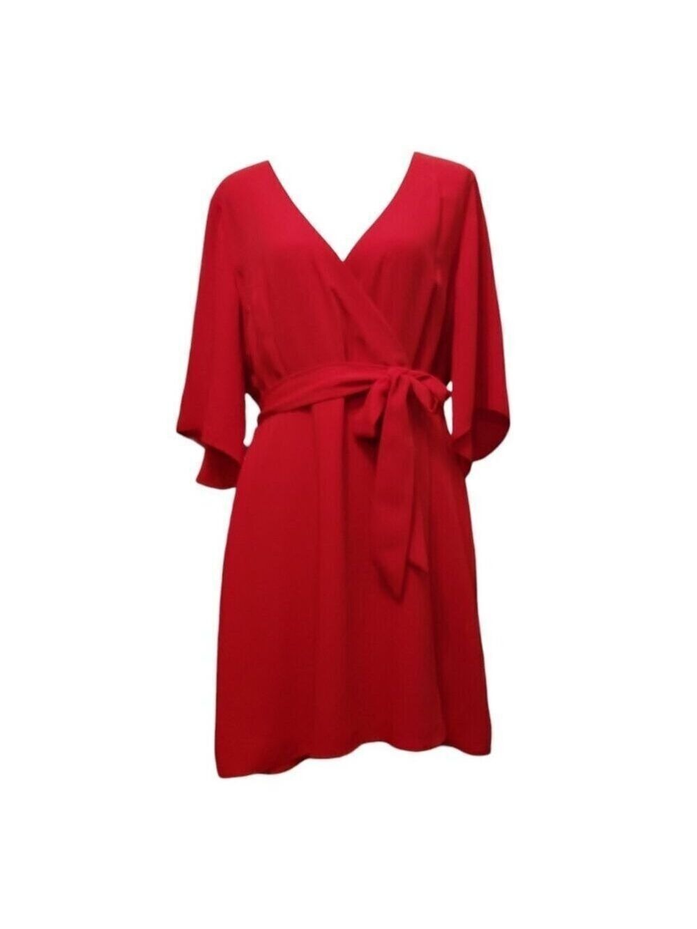 Women’s Gianni Bini Red V-Neck Wrap Dress Size 12 - Picture 4 of 11